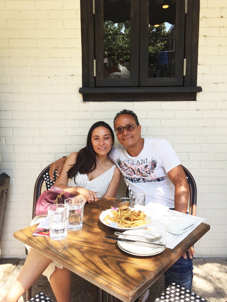Tony Ward with his daughter Chanel at an outside cafe in Philadelphia 2018