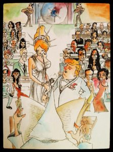 Alexandra_Rouvet_artist_France_pen_ink_color_anti_Trump_propaganda_Lady_Liberty_marriage