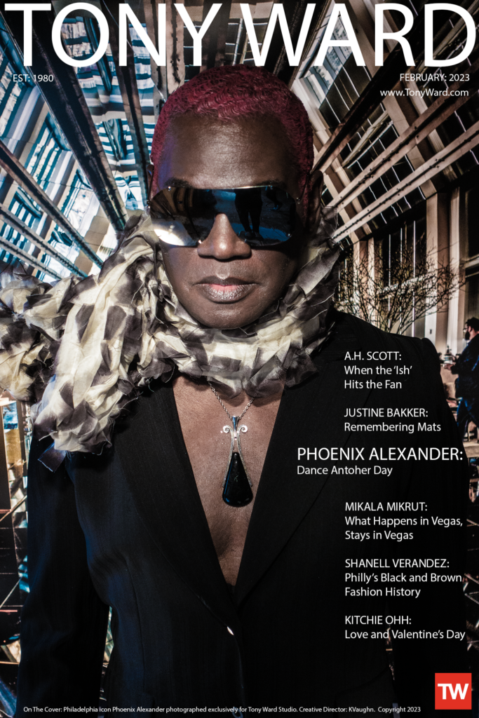 fashion portrait of Phoenix Alexander, Philly icon photographed by Tony Ward for Tony Ward Studio homepage February 2023