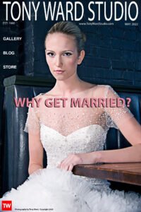 Gorgeous fashion Model wearing white beaded wedding dress photographed by the legendary photographer Tony Ward