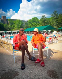 poolside with Milton White and fashion designer KVaughn