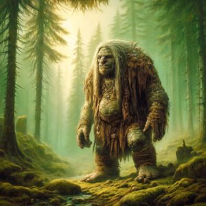Create-a-painting-of-a-troll-inspired-by-Nordic-folklore-style.-The-troll-should-be-large-with-rough-rocky-skin-and-a-bulky-physique.-