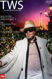 Milton White on the cover of TWS wearing KVaughn scarf collection summer 2024
