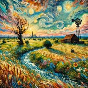 Illustration of the Oklahoma landscape by A.I.